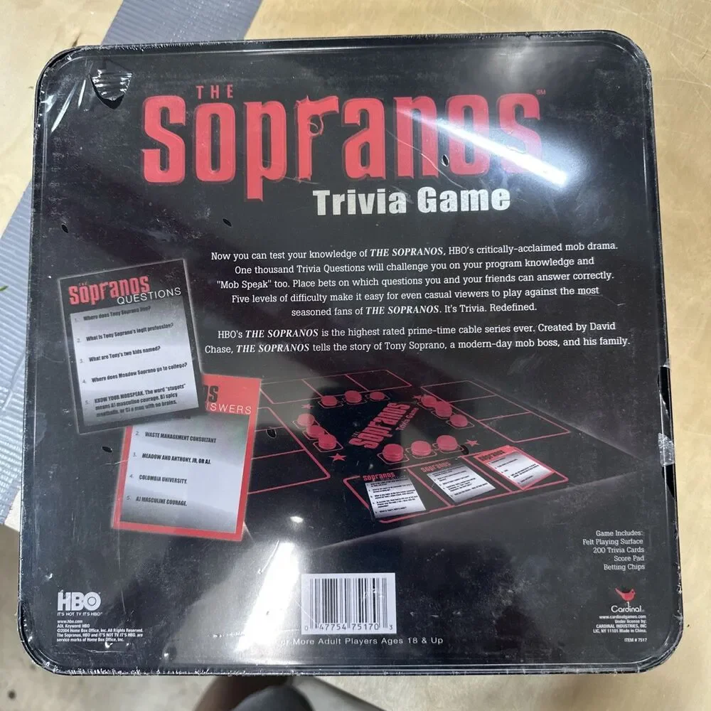 The Sopranos HBO Trivia Board Game Collector Metal Tin Box NEW.